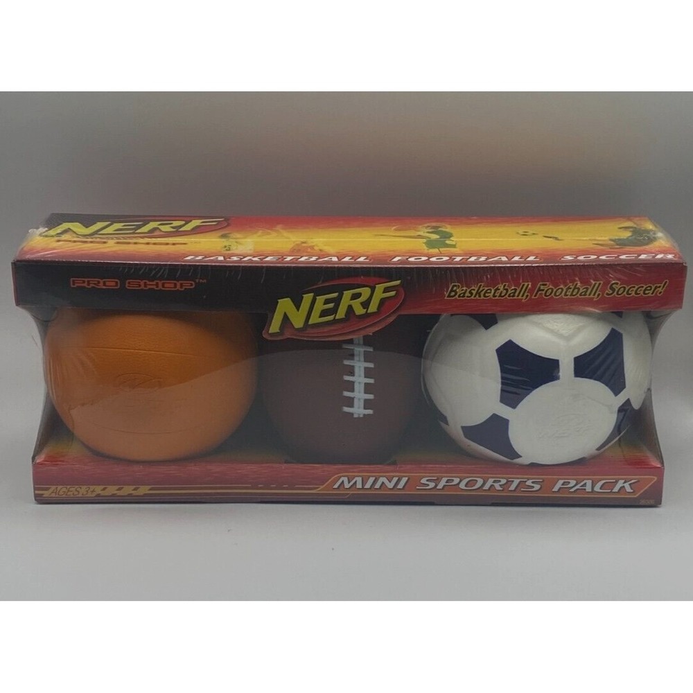 NERF Pro‎ Shop Mini Sports Pack Balls Basketball Football Soccer NEW SEALED